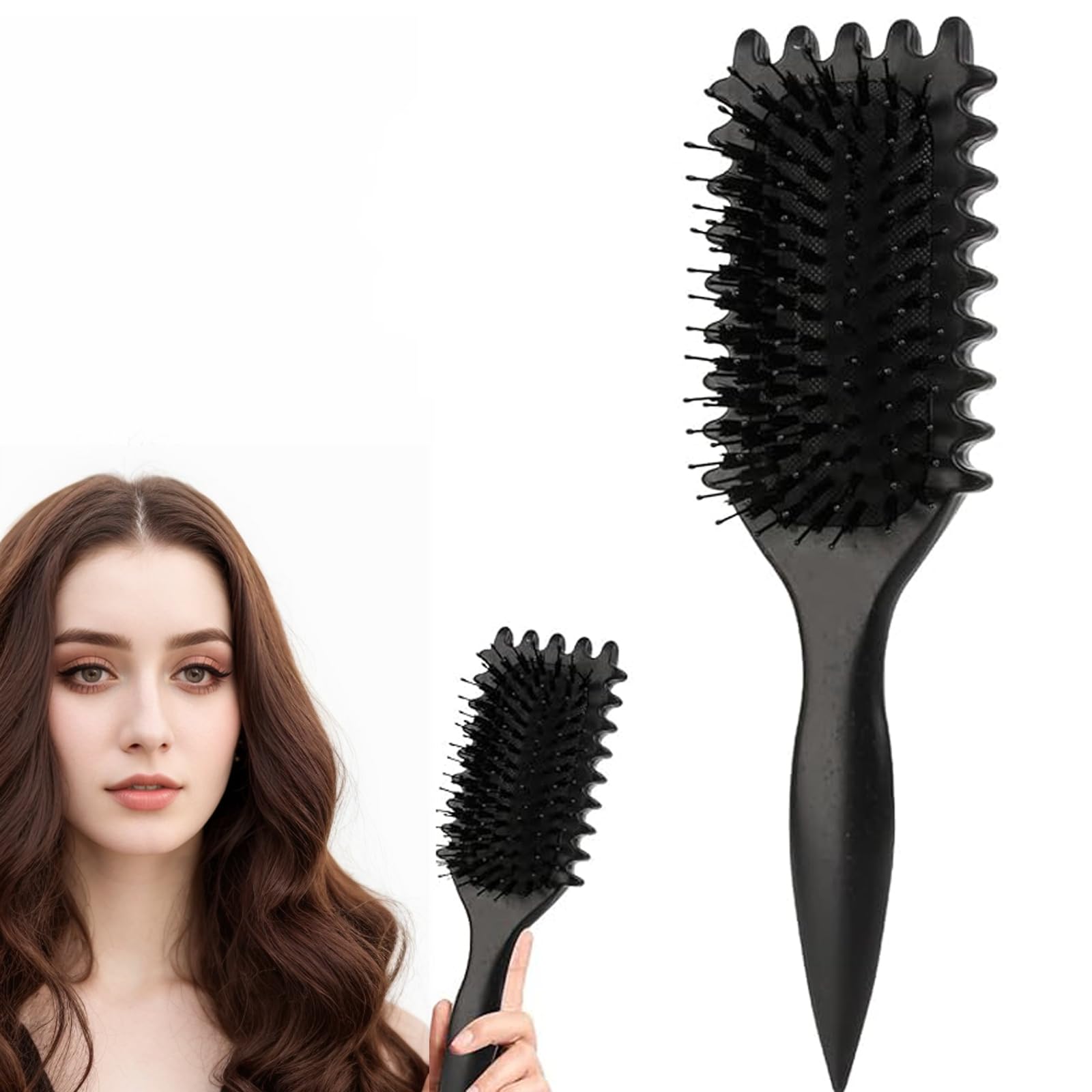 HIHIDAY Curly Hair Brush Styling Brush for Detangling,Combing,Shaping and Defining Curls For Women and Men Less Pulling,Reduce Pulling and Curl Separation Curl Defining(BLACK)