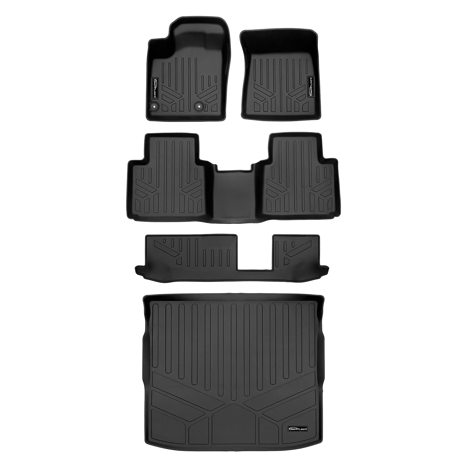 SMARTLINER Custom Fit Floor Mats 3 Rows and Cargo Liner Behind 2nd Row Set Compatible with 2022-2025 Mitsubishi Outlander Image