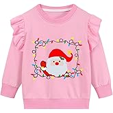 CM-Kid Toddler Girl Christmas Sweatshirt Ruffle Long Sleeve Santa Elk Snowman Dino Shirt Tops for Kids Girl 2-7T