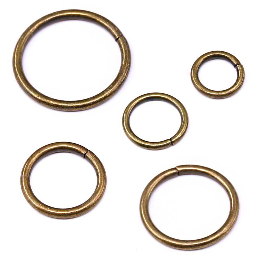 Swpeet DIY-120 50 Pcs Bronze Assorted Multi-Purpose Metal O Ring for Hardware Bags Ring Hand DIY Accessories - 15mm 19mm 25mm 32mm 38mm