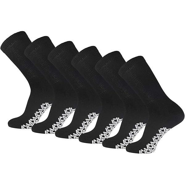 GA COMMUNICATIONS 3/6/12 Pares De Calcetines De Trabajo Para Diabéticos Para Hombre, Parte Superior Suave Y Resistente, Con Talones Y Dedos Reforzados, Algodón Rico Que Absorbe La Humedad