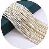 3-4mm White Pearl Beads Round Shape Natural Cultured Freshwater Pearl Loose Beads for Jewelry Making Necklace DIY Crafts 2 Strands