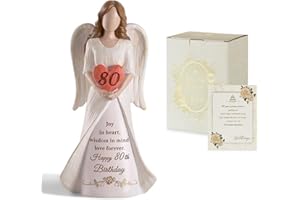 Storieme 80th Birthday Gifts for Women: Best Happy Birthday Gift for 80 Year Old Woman Moms Grandmothers Friends Unique Birthday Angel Figurine Decorations
