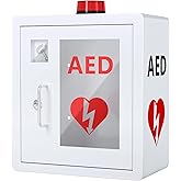 Wensha AED Defibrillator Wall Mounted Cabinet, Metal Steel Plate Storage Cabinet with Alarm and Light, fits All Brands Cardiac Science, 14.2'' x 7.9'' x 15.8''