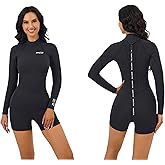 MWTA Women Shorty 2.0mm Neoprene Wetsuits Front Zipper for UV Protection Surfing Diving Snorkeling Kayaking etc Water Activities