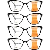 VisiWell 4 Pack Progressive Multifocus Reading Glasses for Women Men Blue Light Blocking Readers with Spring Hinge