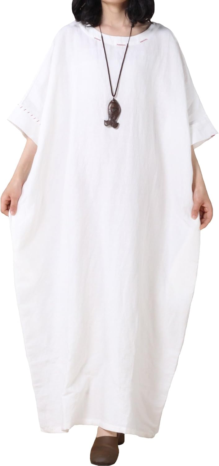 Vogstyle Femme Robe Longue Manches Chauve-Souris Loose ...