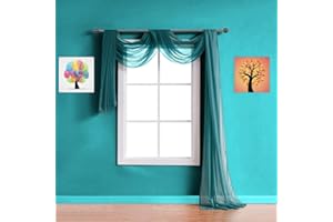 Warm Home Designs Standard Length Green Teal Sheer Window Scarf. Valance Scarves are 54 X 144 Inches. Great As Wedding Arch Draping Fabric, Bed Canopy Or for Decorative Project. AM Teal 144"