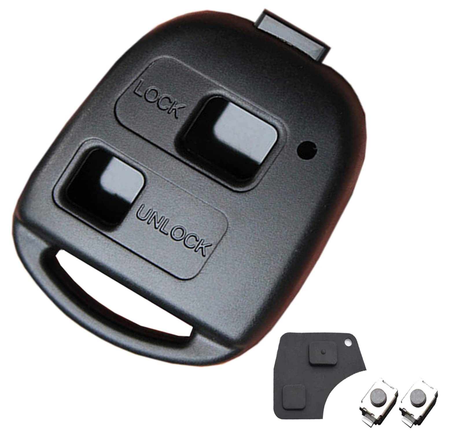 HooRLZ Toyota Key Fob Replacement Compatible with Toyota Yaris Corolla Avensis RAV4 Celica Camry Echo Prado Remote Car Key Case Shell, 2 Button Toyota Key Fob Repair Kit - With Rubber Pad
