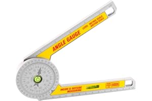 AUSDTOOLS Miter Saw Protractor Angle Ruler, 360 Degree Measure Tool ,Angle Finder Gauge with High Accuracy Bubble Level for Carpenters and All Building Trades