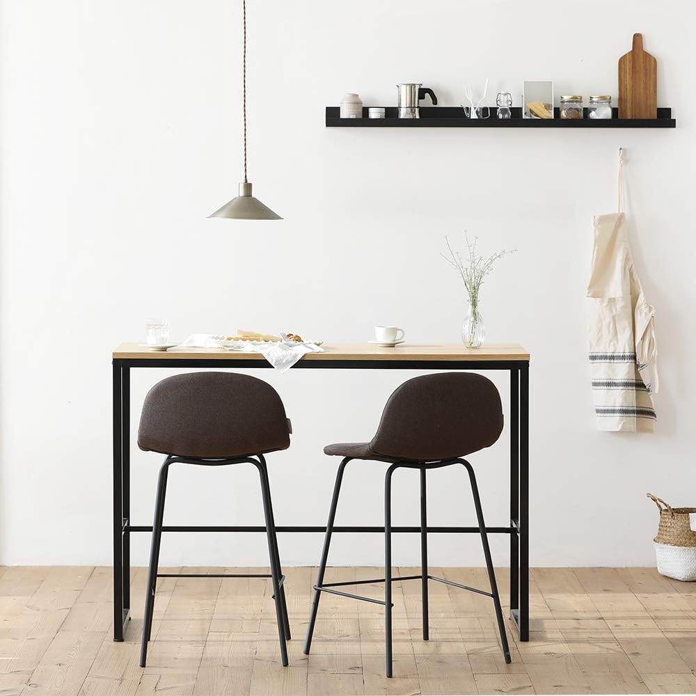 Roomnhome Bistro Table/Bar Table, 31.5"/47'' Dining, Solid Metal Frame, Sturdy Table/Bar Table with MDF Top with 29.5" / 33'' Height (Indoor Use Recommended) (Bar Table/Brown): Furniture & Decor
