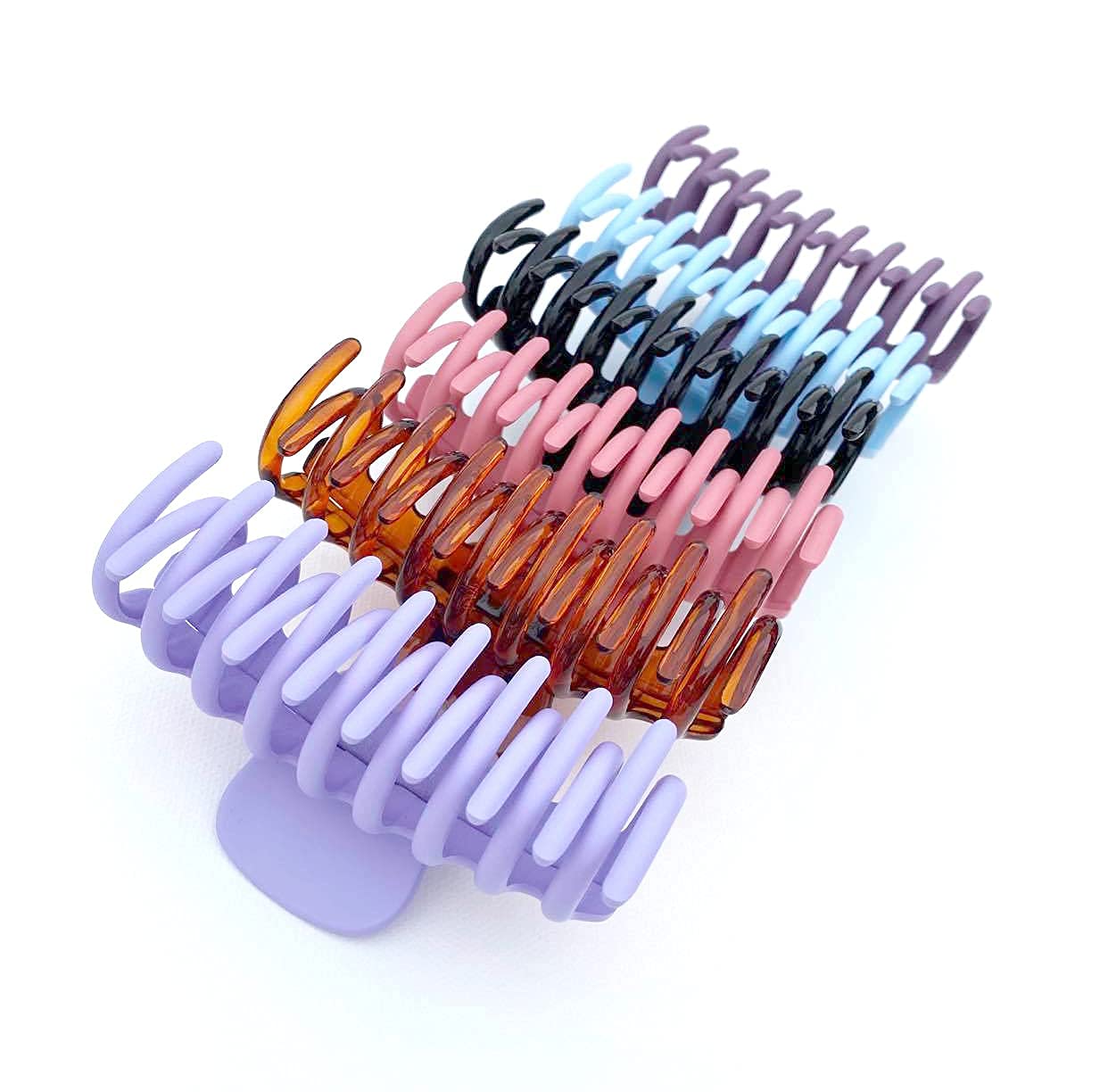 Hair Claws 3.6 inch Medium - Big Hair Clip Non Slip Strong Grip Girls Hair Clips 90's style Colourful Pastel Matte shiny Hair Accessories set (6PCS)