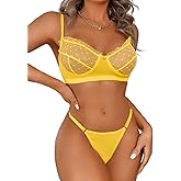 Kaei&Shi Cute Lingerie Women,Sheer Lace Sexy Bra and Panty Sets,Boudoir Outfits for Photography