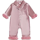 Multitrust Newborn Baby Girl Boy Silk Pajamas Long Sleeve Button Down Satin Infant Pjs One Piece Jumpsuit Loungewear