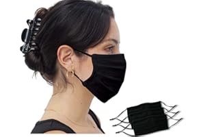 Simlu Unisex Reusable Fabric Face Mask, 2 Layer, Washable, Black Face Mask