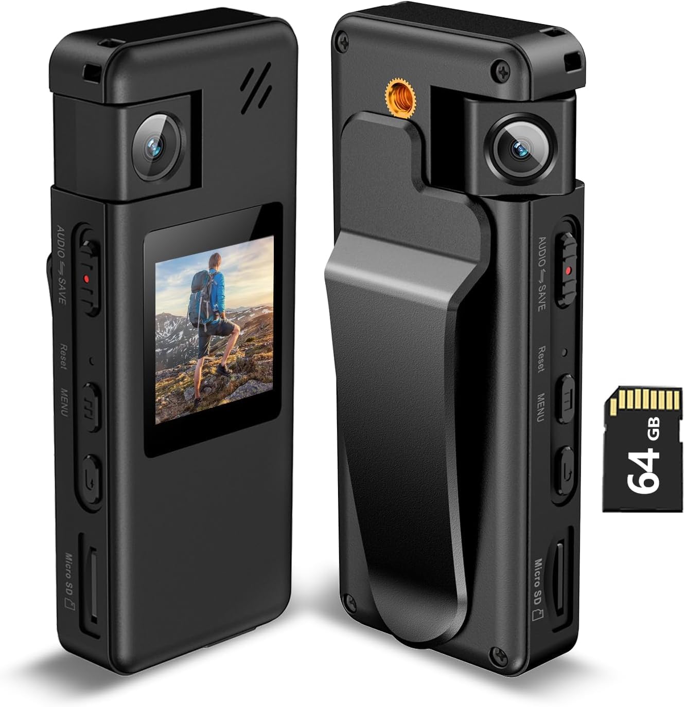 Photo 1 of A32 Body Camera, Portable Body Cam with 180° Rotatable Lens and Motion Detection, 1080P Camcorder with Audio and Video Recording for Outdoors Sports Police Delivery Cycling Helmet