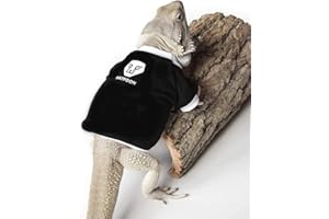 WATFOON Lizard Clothes Bearded Dragon Sweater Winter Thermal Crew Neck Shirt Warm Coat Hoodies Costume Soft Touching for Leopard Reptile Gecko Anole Amphibians Apparel Cold Weather (L, Black White)