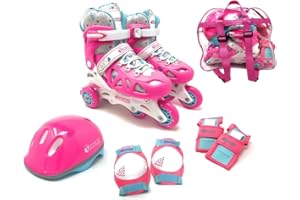 CHICAGO SKATES Chicago Inline Training Roller Skates with Protective Gear for Kids – Durable, Top Performance Roller Blades - Wrist Guards, Kneepads & Backpack– Padded High-Top Boots,64mm Wheels - Indoor/Outdoor Use