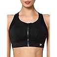 Yvette High Impact Zip Front Sports Bra Mesh Racerback Workout High Support Sports Bras for Women Large Breasts