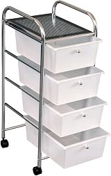 Oypla Mobile Makeup Salon Trolley with 4 Clear Drawer Storage view 3