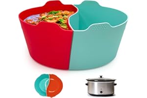Magikichen Silicone Crock pot Liners,Slow Cooker Liners,8 Quart Oval Reusable Crock pot Divider Insert,BPA-Free, Dishwasher Safe