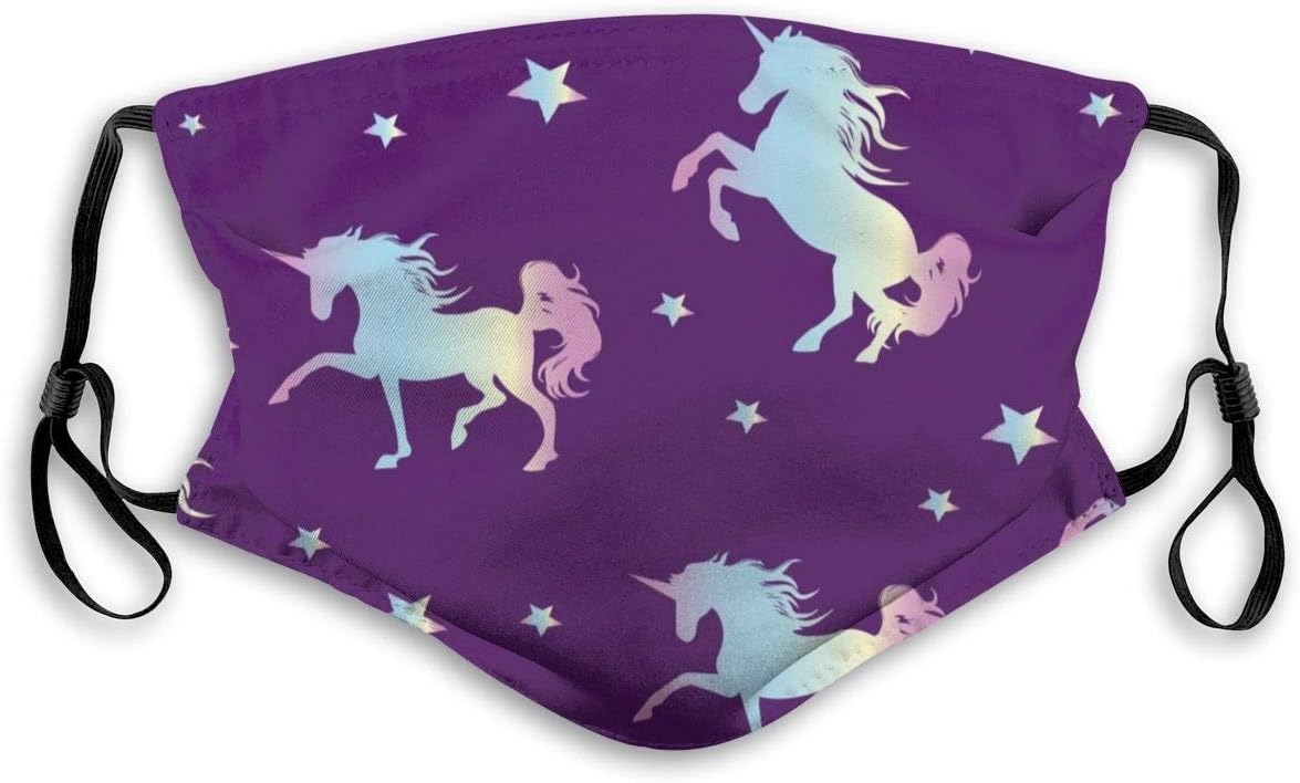 Blue Unicorns Cute Cartoon Unicorn Fashion Mask,face Mask,Mouth Mask Anime Cotton Mask For Kids Teens Men Women,reutilization,Anti-smog Mask Equipped With Two Activated Carbon Filters Piece.