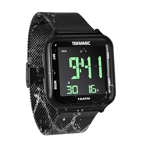 100m Waterproof Luminous Scuba Diving Watch with Stainless Steel Watch  Strap, Support Stopwatch, Alarm Clock and Backlight Functions, Dual Time