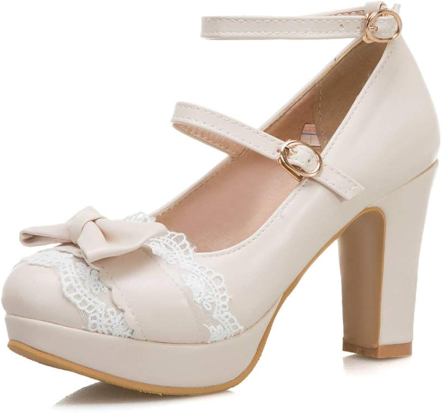 Womens Kitten Heel Platform Pumps Ankle Buckle Strap Dress