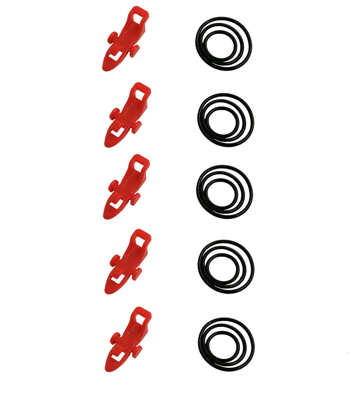 Fishing Hooks Keeper Fish Lure Bait Holders with 3 Size Elastic Rubber Rings for Worm Hooks and Treble Hook, Red