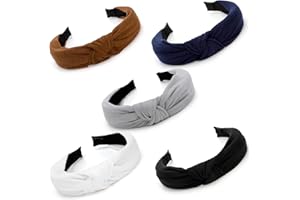VELSCRUN 5 Pack Fashion Headbands for Women Girls Non Slip Wide Head Bands Cute Solid Colors Knotted Headbands for Womens Hair Band Hair Accessories Hair Headband Birthday Gifts for Women