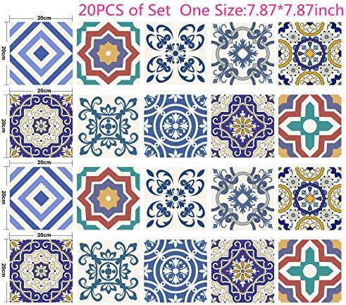 GYSLH 3D Refurbished Imitation Tile Stickers Decals Self-adhesive Removable Waterproof Walls Stickers For Bathroom &amp; Kitchen Wallpaper Backsplash Home Decor(7.87"w x 7.87"h x 20PCS)(DT036)