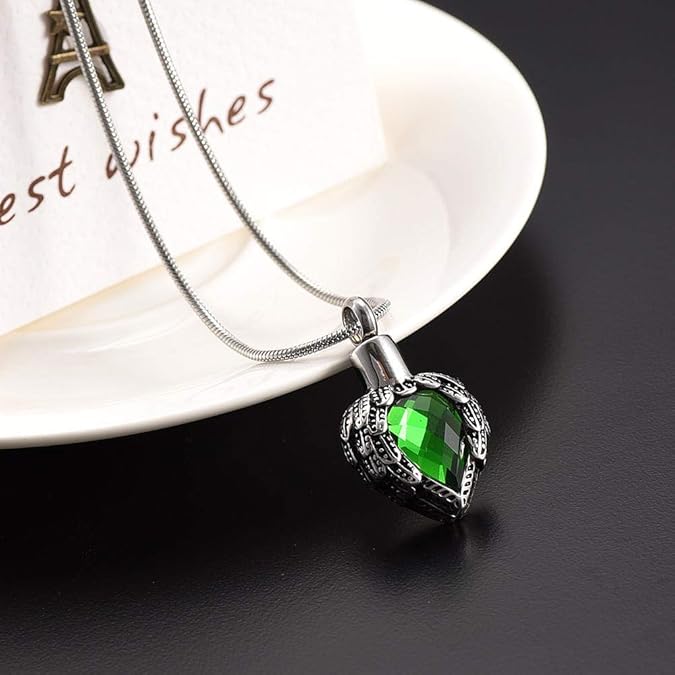 Urn Necklace Pendant for Ashes Keepsake Crystal Hold Memorial Urn Pendant Necklace