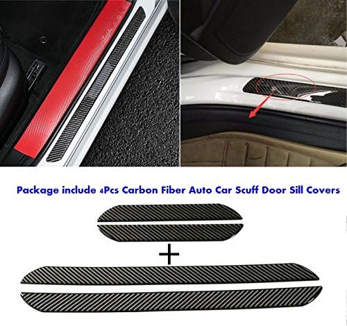 Ronben 4PCS Universal Carbon Fiber Door Sill Scuff Plate Cover Panel Step Protector Guard