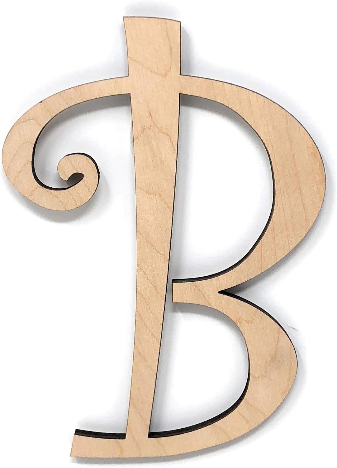 Gocutouts 12" Wooden B Unfinished Wooden Letters Paint Ready Wall Decor Curly (12", B)