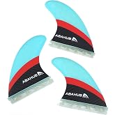 Abahub Surfboard Thruster Fins Set Compatible with Future Style Fin Box | Fiberglass Reinforced High Performance 3 Fins for Surf Boards, Longboard, Shortboard, Black/Blue/White/Fiberglass