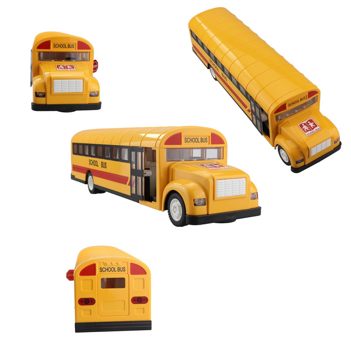 Hugine 2.4G Primary School Bus Yellow RC Bus With Opening Doors And Realistic Sounds 6 Channel Remote Control City Bus Rechargeable Toy For Kids (Yellow)