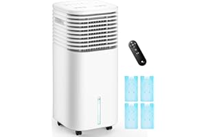 TEMEIKE 4-IN-1 Portable Air Conditioners, Evaporative Air Cooler w/ 4 Modes & 3 Speeds, 15H Timer for Smart Auto-off, 2-Gal Tank for 20H Cooling