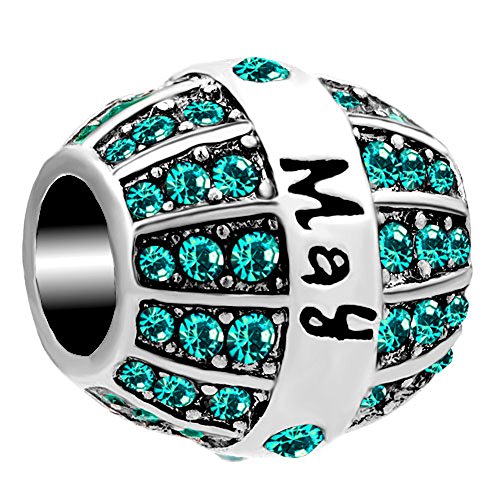 CharmSStory May Birthday Synthetic Birthstone Charm Beads for Charms Bracelets