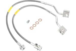 Racewill 2PCS Front Brake Lines 89310S, Extended Stainless Steel Braided Brake Line Compatible with 1980-1996 Ford F-150/Ford Bronco 4-6" Suspension Lift
