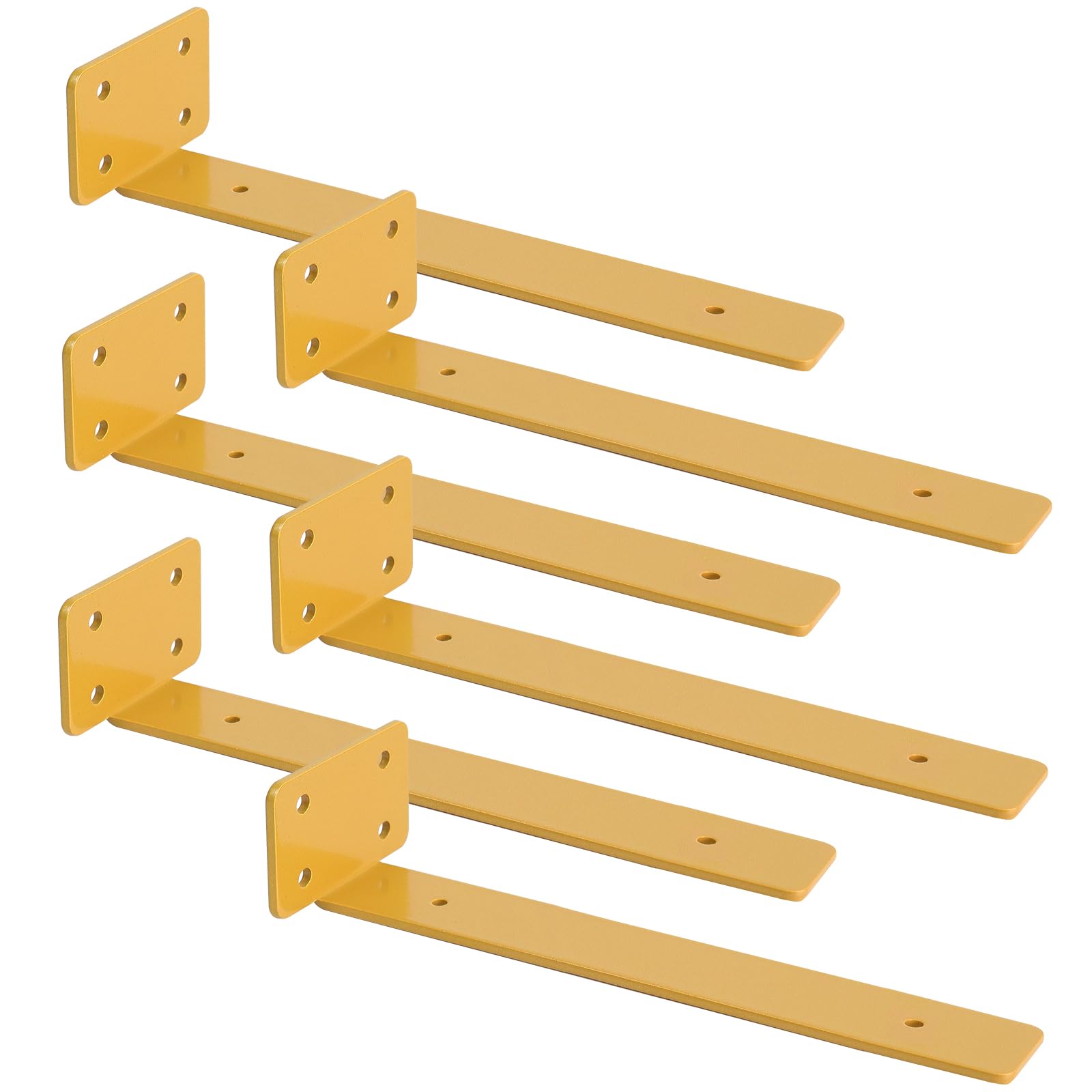 Riuog 6 Pack Shelf Bracket, Floating Invisible L Shelves Brackets, Industrial Metal Shelf Bracket Hardware Supports, Brackets for Shelves(Yellow,7.8in(3mm Thick))