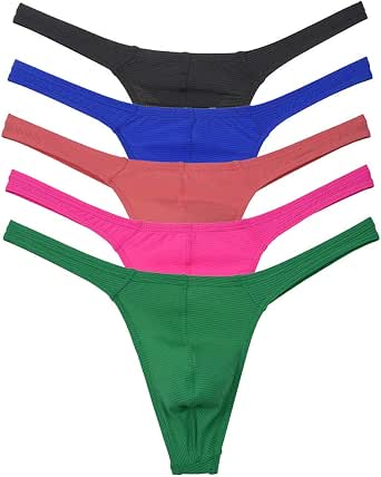 Men's Micro G-String Thong Underwear - Tiny Contoured Pouch, Nylon/Spandex, Assorted Prints (Size M-XL)