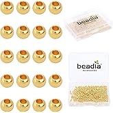 BEADIA 14K Gold Plated Round Spacer Beads 2.5mm 500pcs for Jewelry Making Findings Non Tarnish