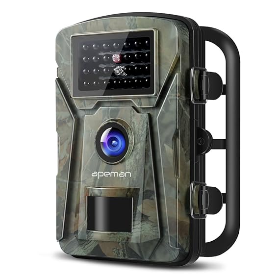 apeman Wildkamera Fotofalle 1080P Full HD 12MP Jagdkamera Weitwinkel Vision Infrarote 20m Nachtsicht wasserdichte IP66 Überwa