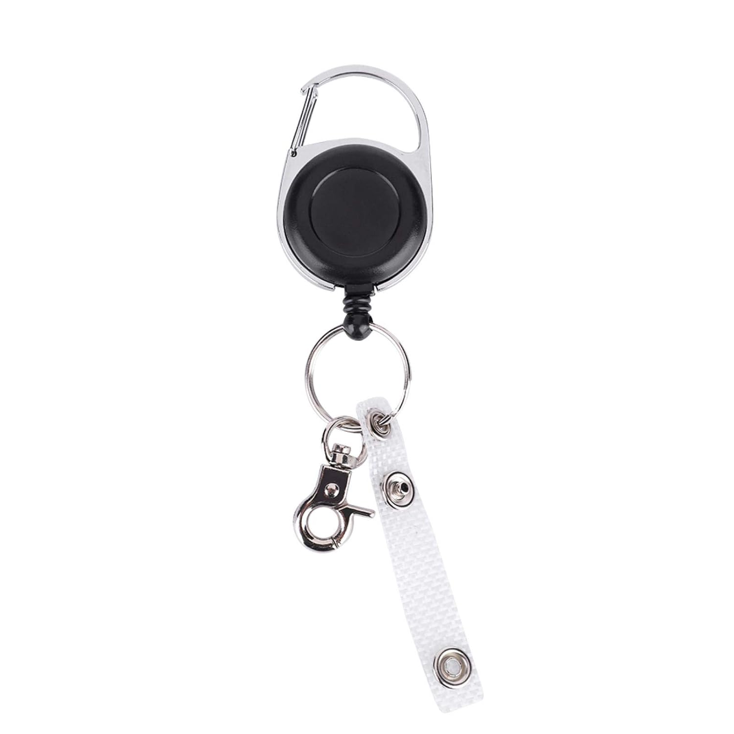 Retractable Sturdy Black Key Ring, Durable Nylon Wire Rope Keychain