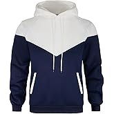 Wielsscca Mens Hoodies Patchwork Pullover Fleece Color Block Long Sleeve Sweatshirts Casual Tops with Pocket