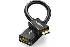 UGREEN Mini HDMI Adapter to HDMI Female Cable Adapter 4K Compatible for Raspberry Pi Zero W, 2 W, DSLR Camera, Camcorder, Gra