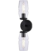 VAXCEL Warren 2-Light 4.75 in. Wide Matte Black Mid-Century Modern Wall Sconce with Clear Glass Shade, Dimmable, LED Compatib