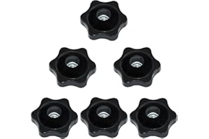 HONSNKS 6-Star Knob 1/4"-20 Female Threads Knob Nylon Hexagon Head Thru Knobs Clamping Knob Jig Knobs, 6-Pack