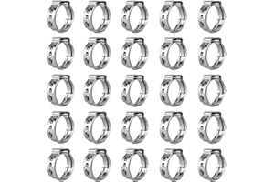 Qovydx 40Pcs 12.8mm-15.3mm Single Ear Hose Clamps 304 Stainless Steel PEX Cinch Clamps Stepless Cinch Crimp Rings Pinch Clamps for Pipe Fitting Connections