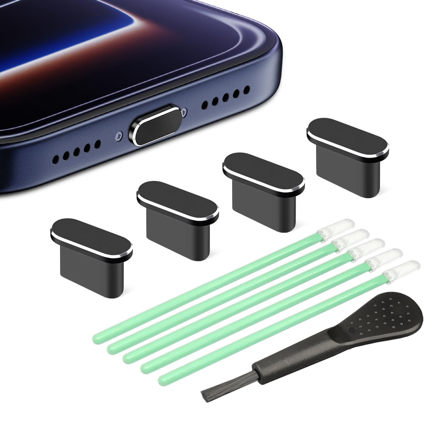 USB C Dust Plug, 4 Pack USB C Plug Cover, Aluminum Alloy Type C Charging Port Protector Cover, Tightly Fit Port Dust Plug Compatible with iPhone Air, iPhone 17, 17 Pro and 17 Pro Max